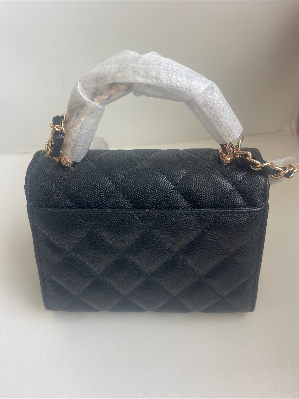 CHANEL 23 P Black Quilted Mini Top-Handle Bag with Gold Chain Hardware - Picture 3 of 13